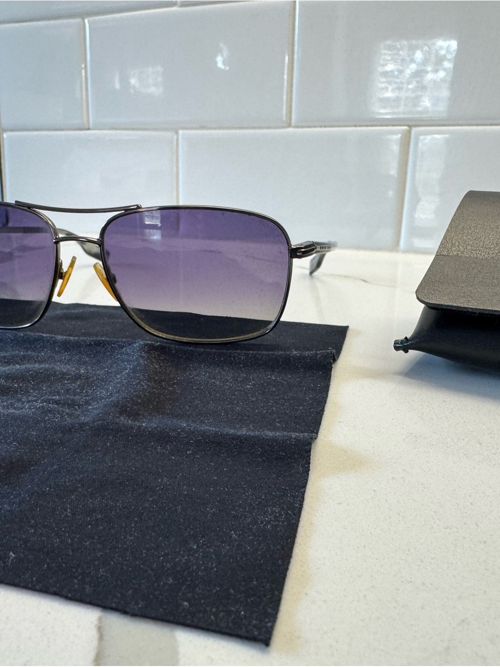 Hugo Boss Men's Sunglasses Purple Gradient Lenses Silver Frame
